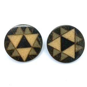 Vintage Art Deco Geometric Clip on Earrings * Estate Jewelry • Costume Jewelry